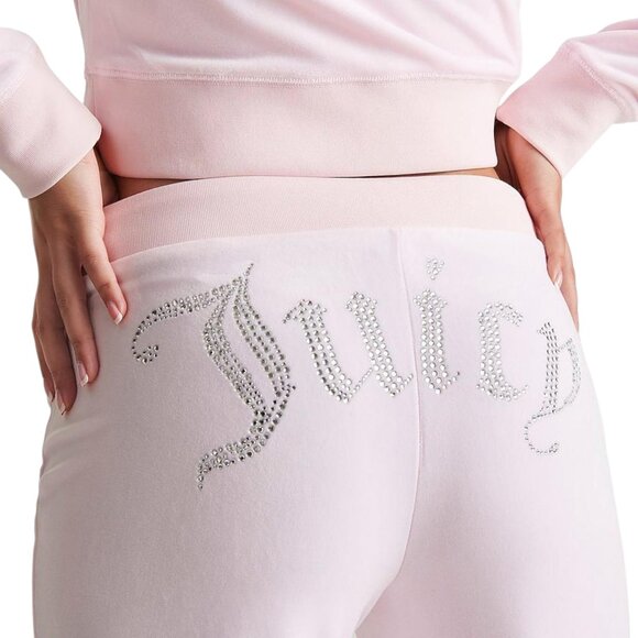 JUICY COUTURE OG Bling Velour TRACKSUIT 2 Piece Set Pink Sweatsuit Size L NWT - Picture 5 of 10